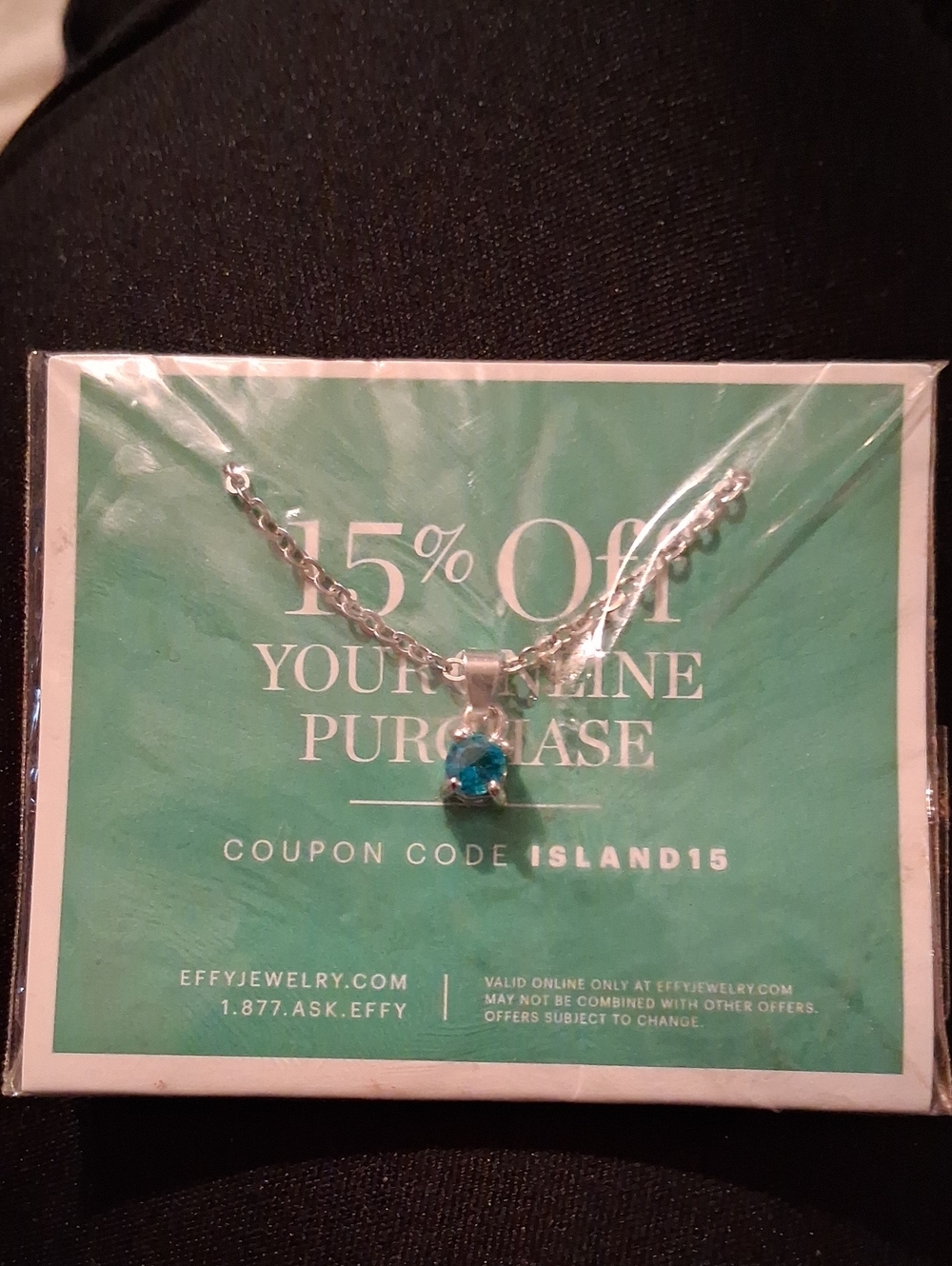 Vintage Effy Teal-Blue Solitaire Pendant Necklace - Silver Tone